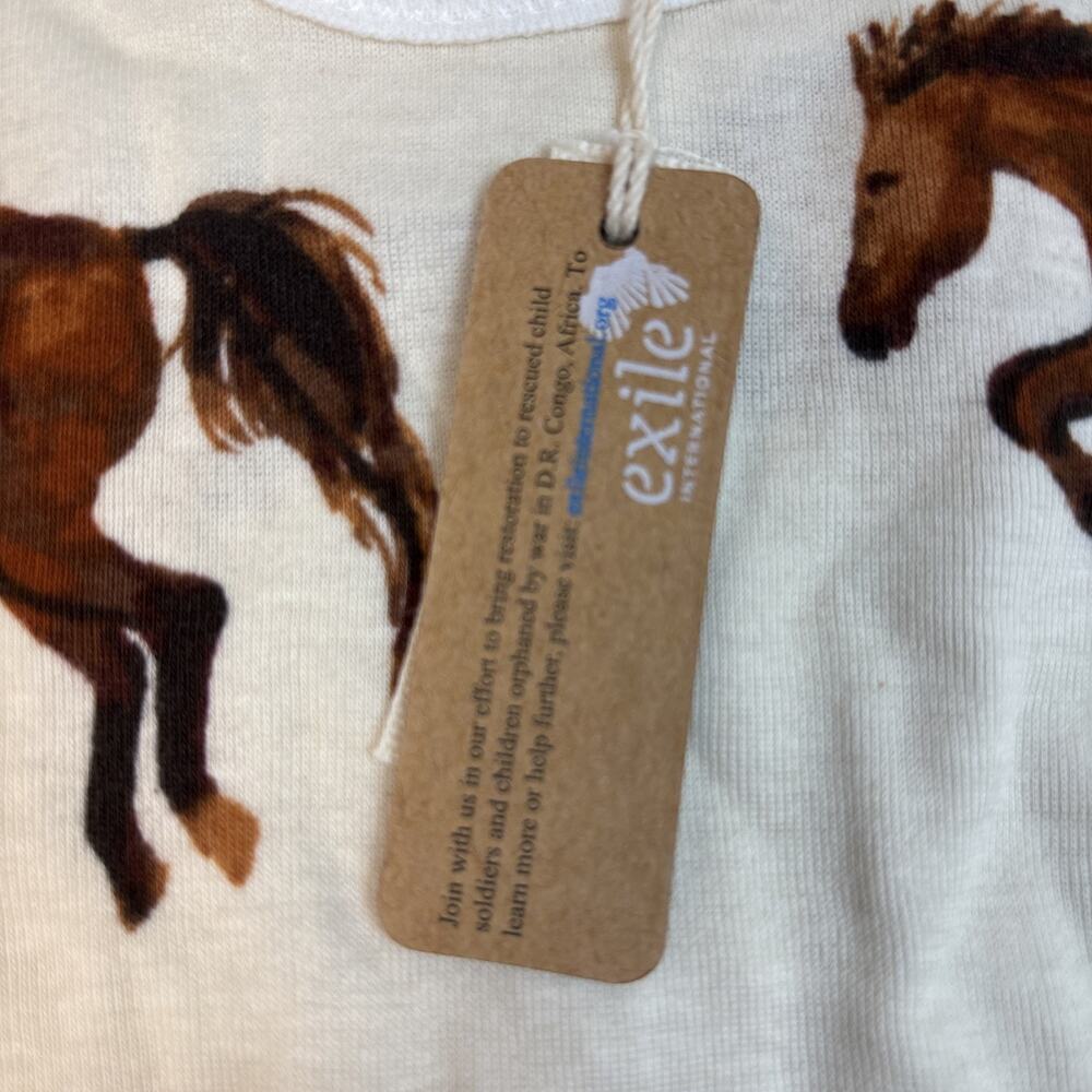Milkbarn Organic Cotton One Piece Natural Horses 3-6 Months Boy/Girl Cream - Picture 6 of 6